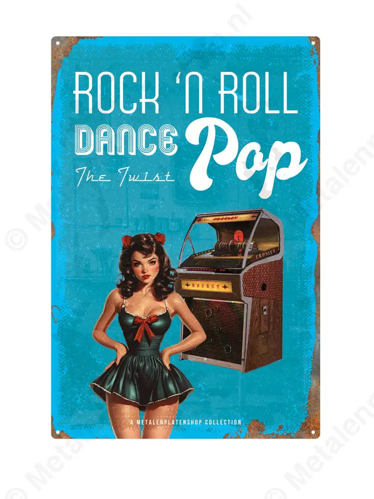 Rock N Roll - Dance Pop - Pin-Up - MPS Collection Blauw Metaalbord